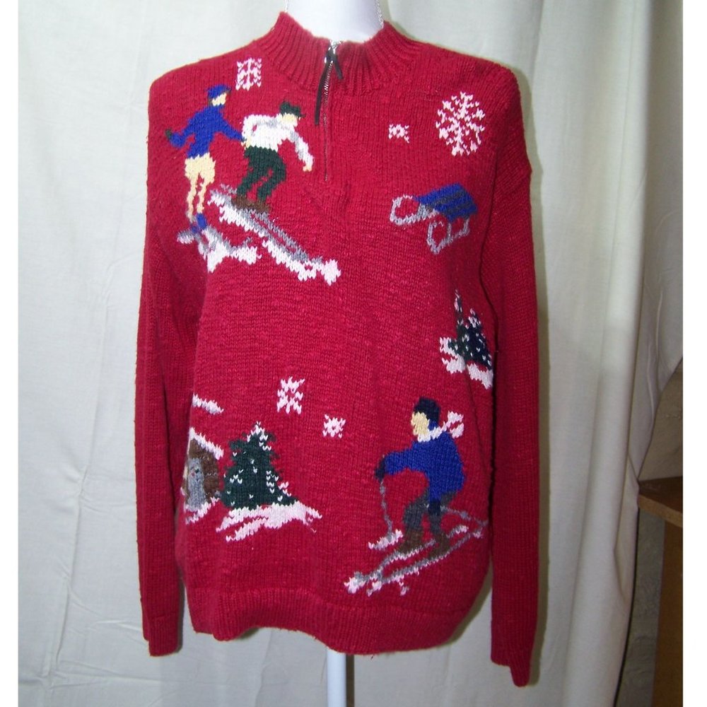 Vintage Jones New York Sport Sweater Petite M Ski Christmas